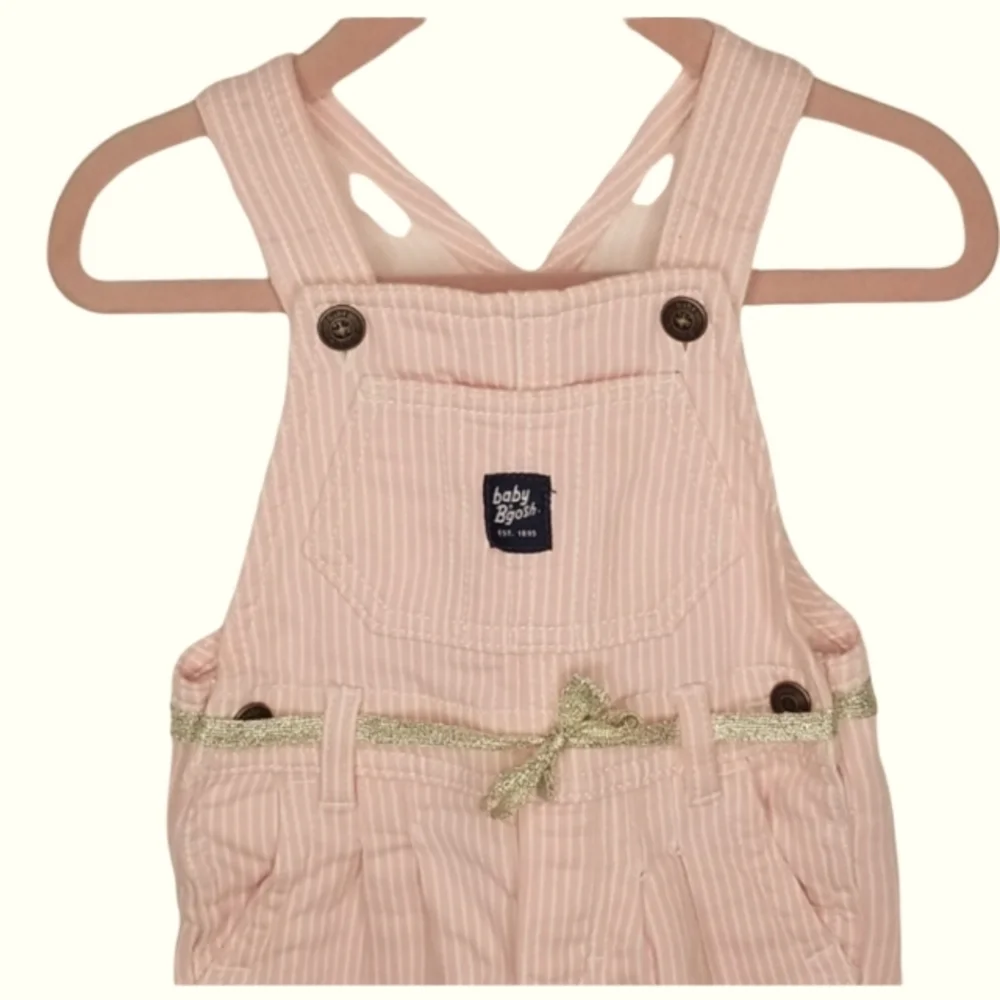 OshKosh Stretchy Pink Stripe Overalls 9M
